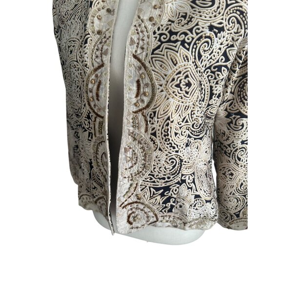 CHICOS 100% Silk Paisley Swirl Beige Jacket Size Chicos 0 US S 4 - Picture 3 of 6